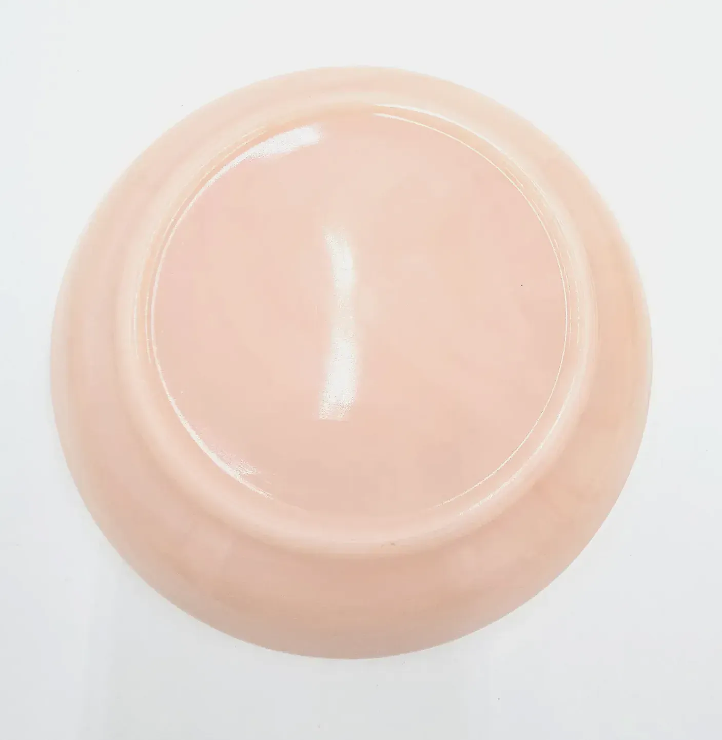 VTG Pink Milk Glass Ashtray Roseite Slot Mid Century Modern Round — maker's mark