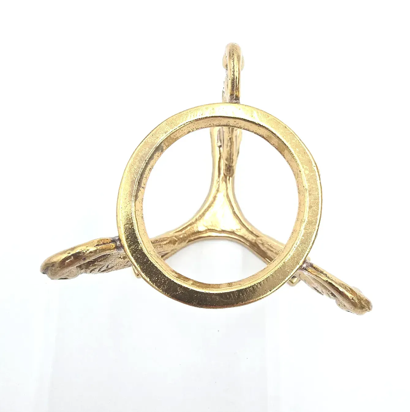 Vintage Brass 3 Swans Figurine Pedestal Paperweight — maker's mark
