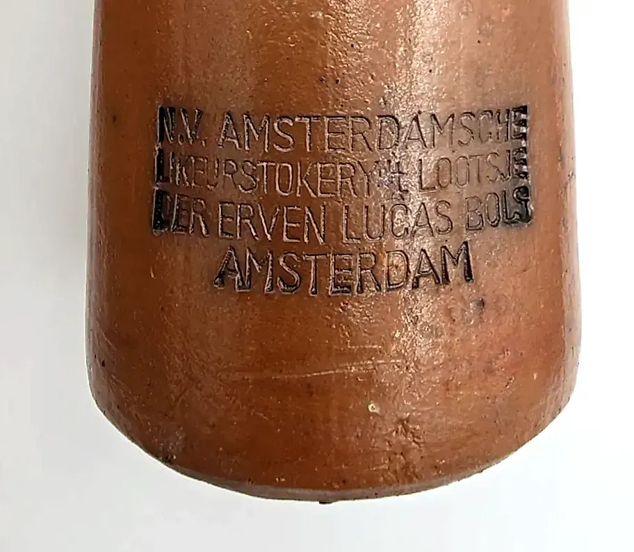 Vintage Bols Orange Curacao Clay Jug Bottle Empty Amsterdam Rhode Island — detail