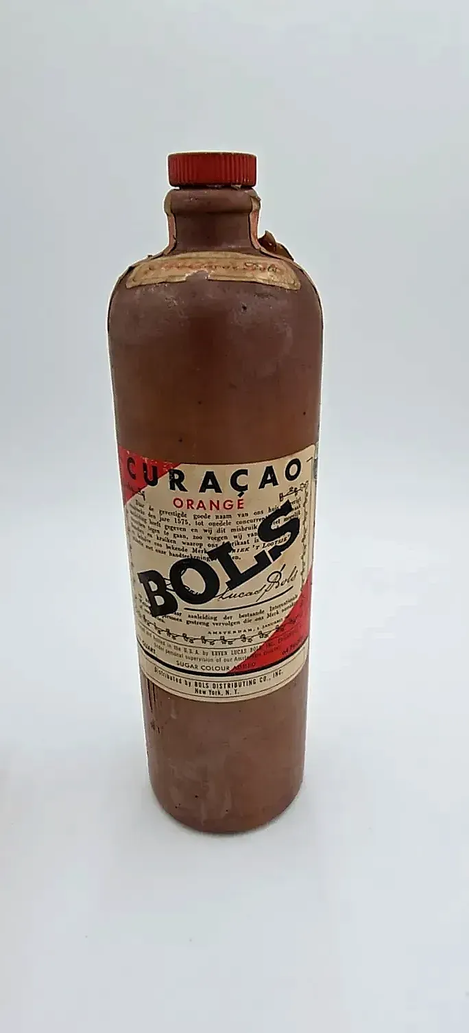 Vintage Bols Orange Curacao Clay Jug Bottle Empty Amsterdam Rhode Island