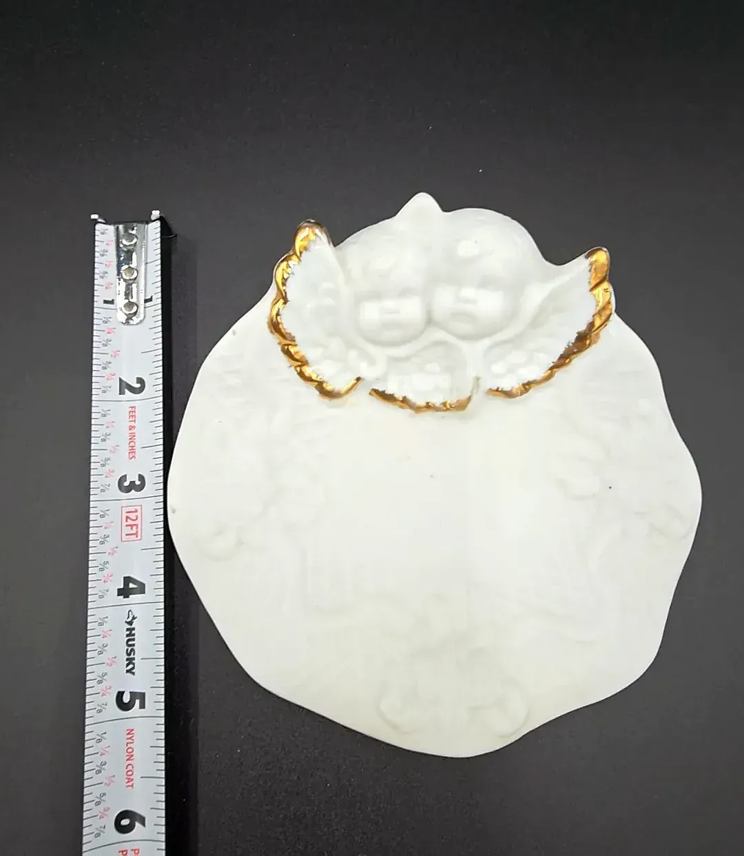 Vintage Cherub Angel Ring Dish Trinket Holder Gold Trim