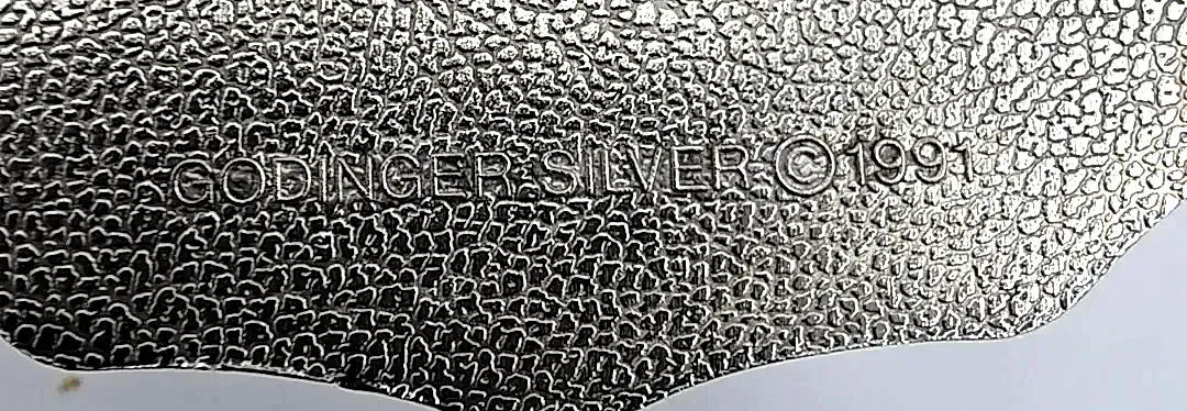 Vintage 1991 Godinger Silver Plated Jewelry Trinket Box Red Velvet Lined Lid — underside