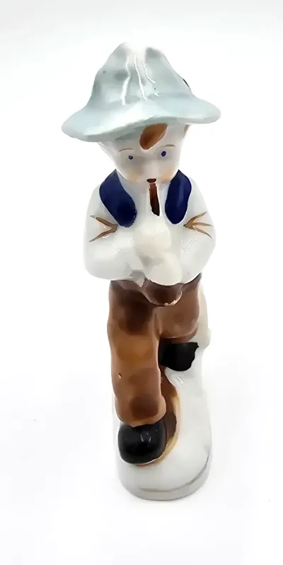 Vintage Occupied Japan Boy with Lamb Ceramic Figurine Hand Painted