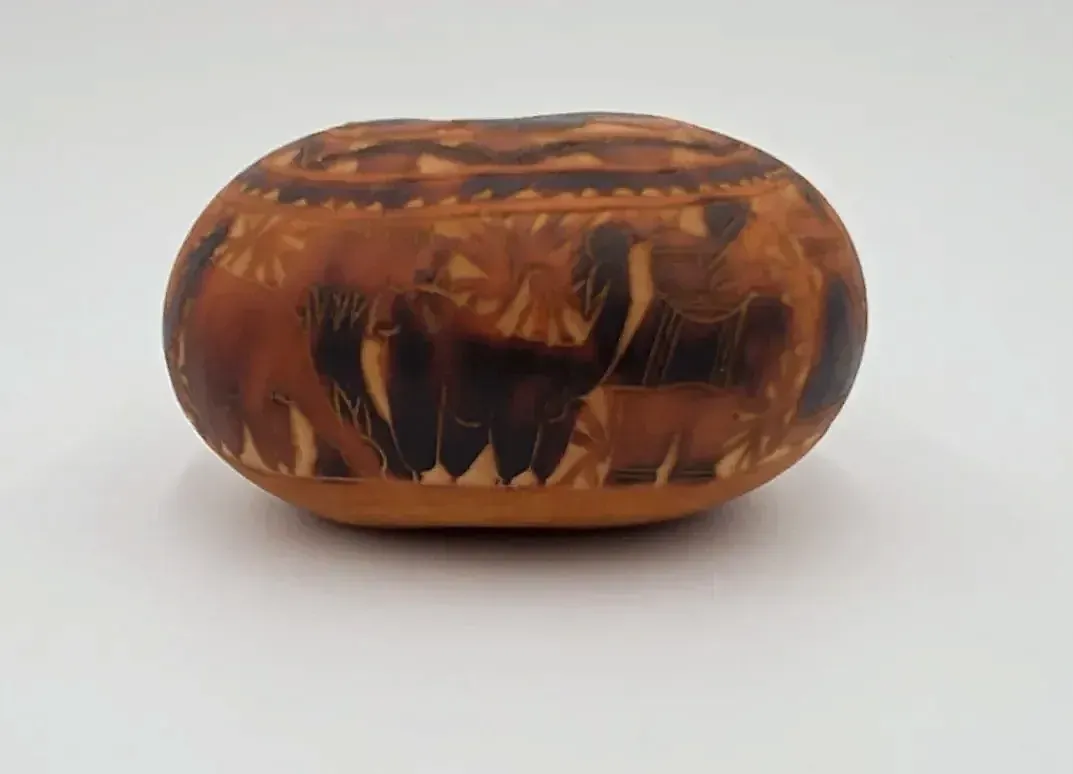 Vintage West African Fulani Style Hand-Carved Calabash Gourd Bowl Pyrography