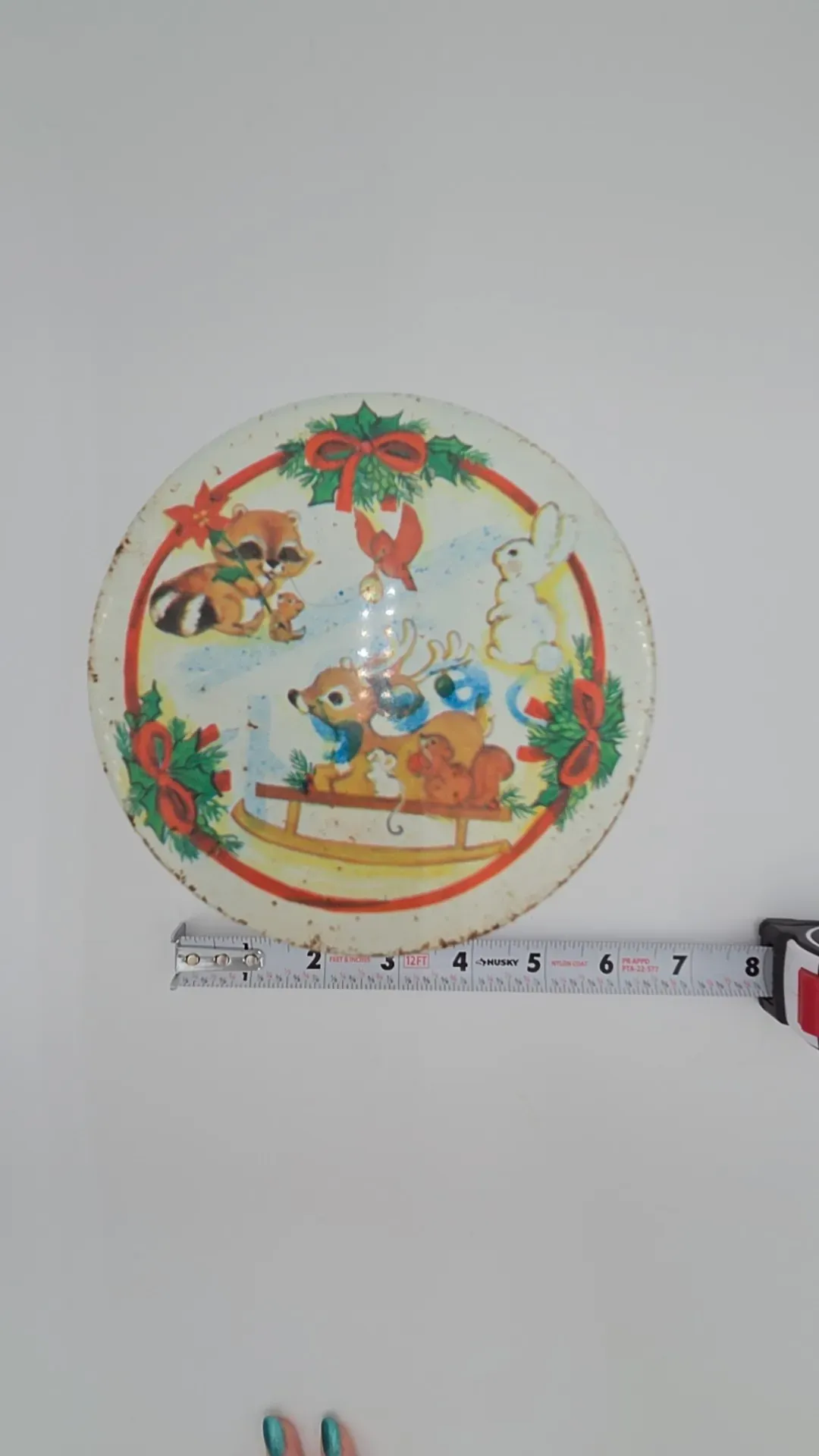 Vintage Working Musical Christmas Tin Canister Holiday Cookie Candy Storage Box