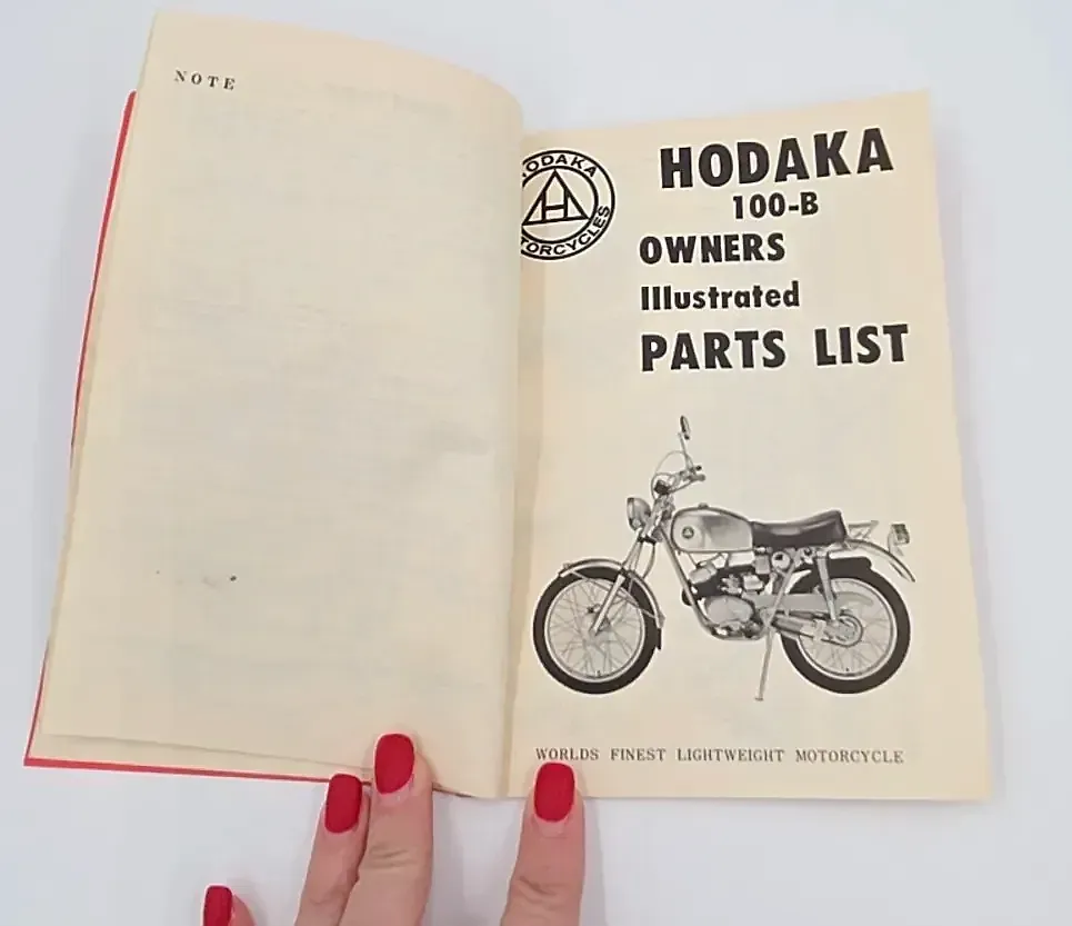 Vintage Hodaka 100-B Owners Hand Book Illustrated Parts List Manual Original — maker's mark