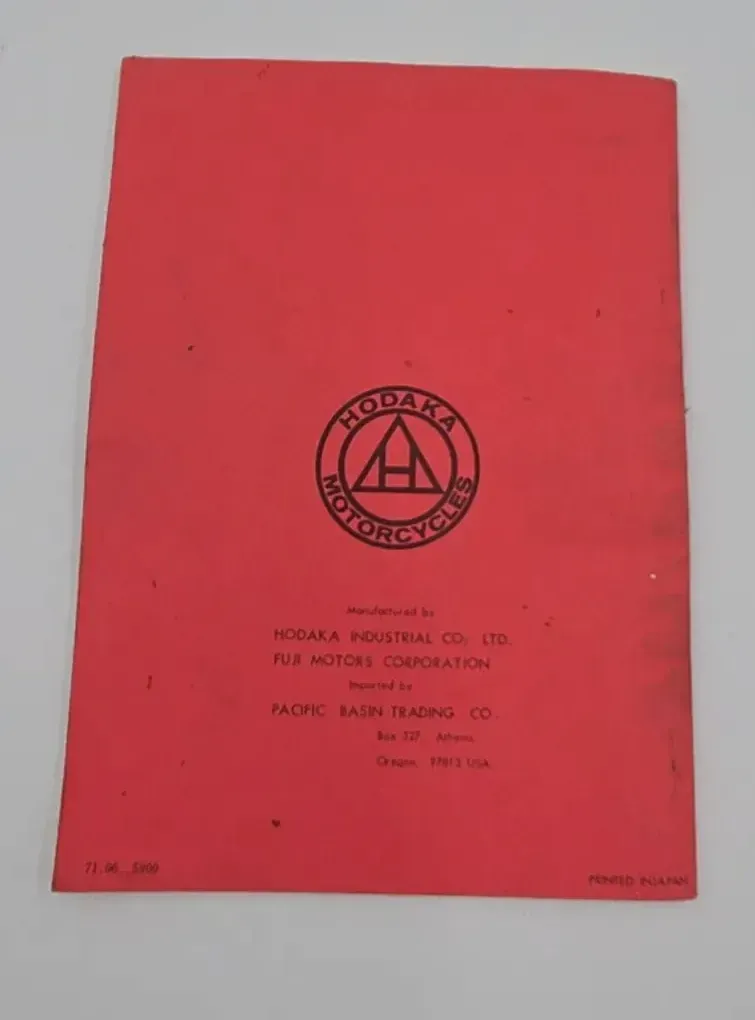 Vintage Hodaka 100-B Owners Hand Book Illustrated Parts List Manual Original — side view