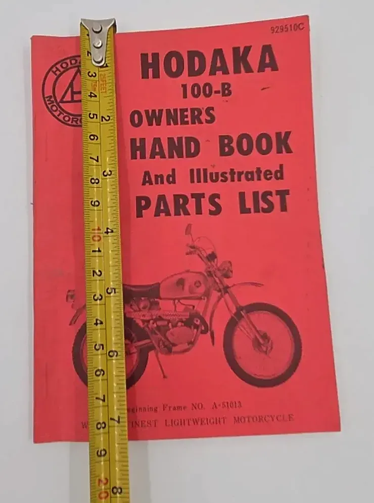 Vintage Hodaka 100-B Owners Hand Book Illustrated Parts List Manual Original — underside