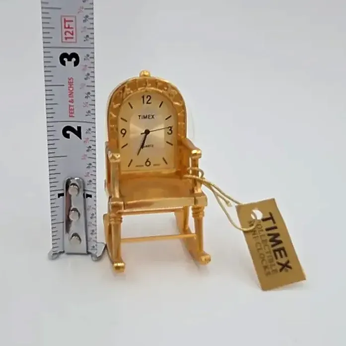 Vintage Timex Gold Tone Rocking Chair Collectible Mini Clock Quartz w/ Tag