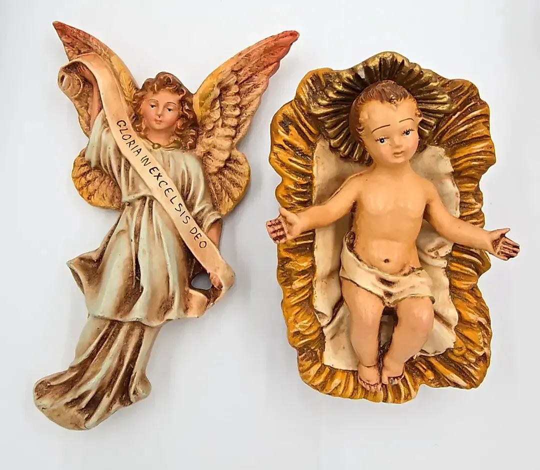 Vintage Italian Paper Mache Nativity Set 16 Pc Large Figures Made in Italy — side view