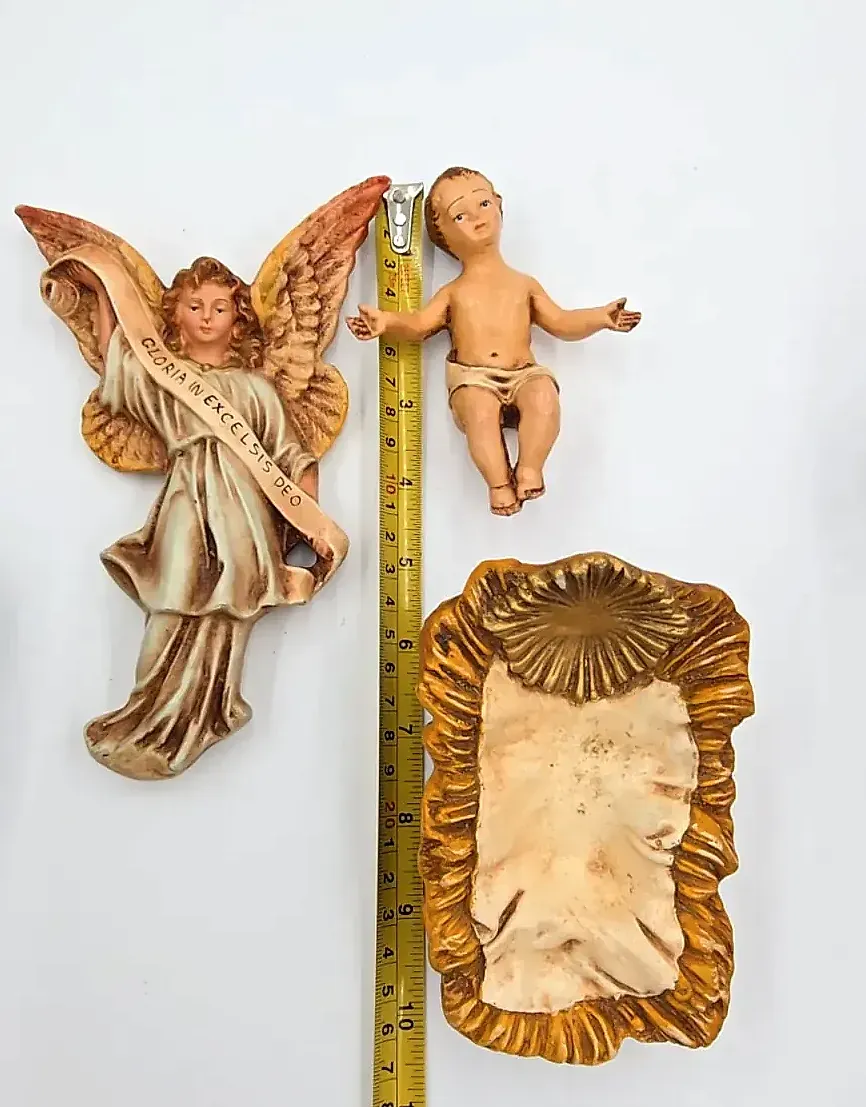 Vintage Italian Paper Mache Nativity Set 16 Pc Large Figures Made in Italy — detail