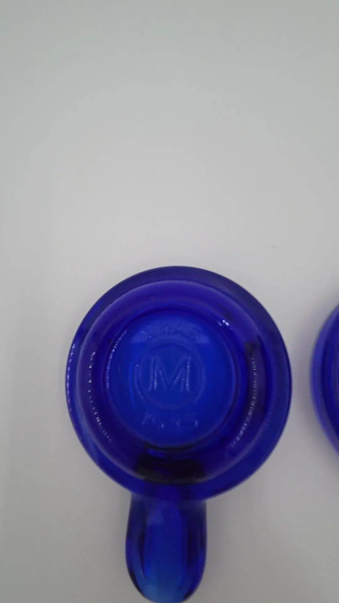 Pair Vintage Luminarc France Cobalt Blue Glass Ashtrays Tea Bag Holders