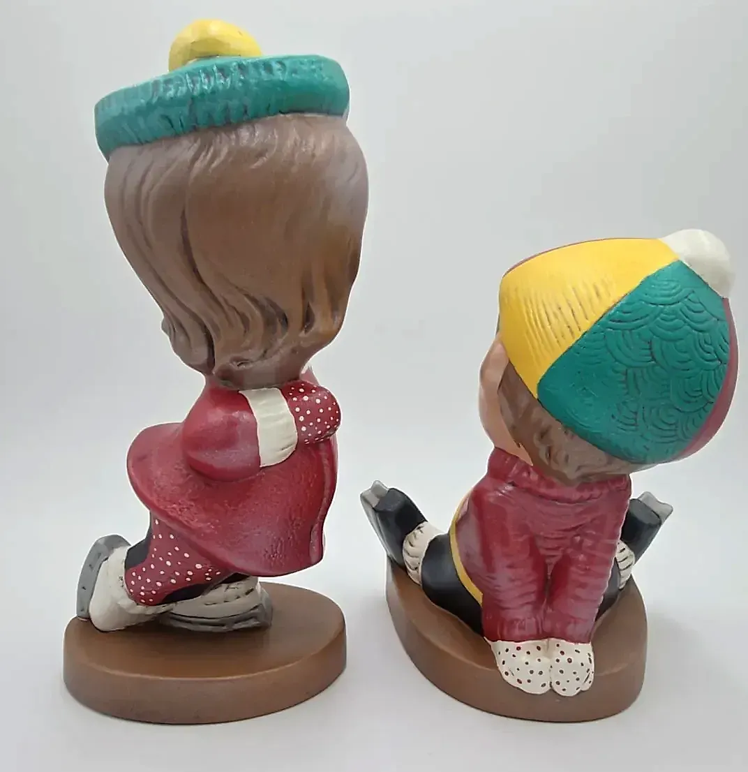 Vintage Ice Skating Boy & Girl Figurines – Winter Decor