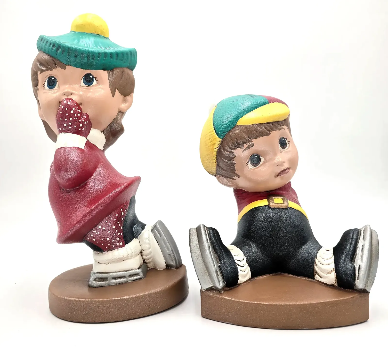 Vintage Ice Skating Boy & Girl Figurines – Winter Decor