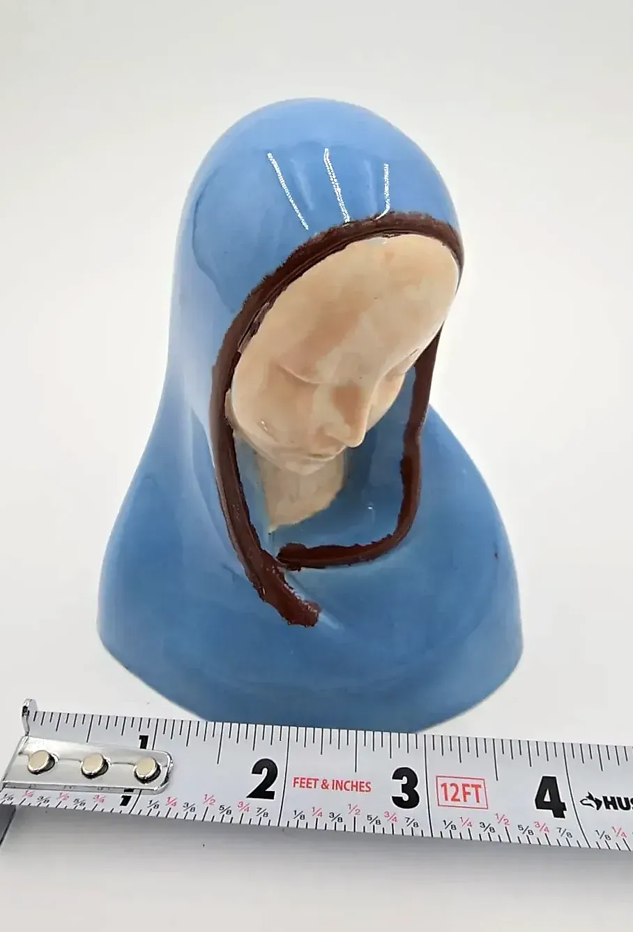 Vintage Holland Mold Madonna Bust Blue Ceramic Virgin Mary Figurine Hand Painted