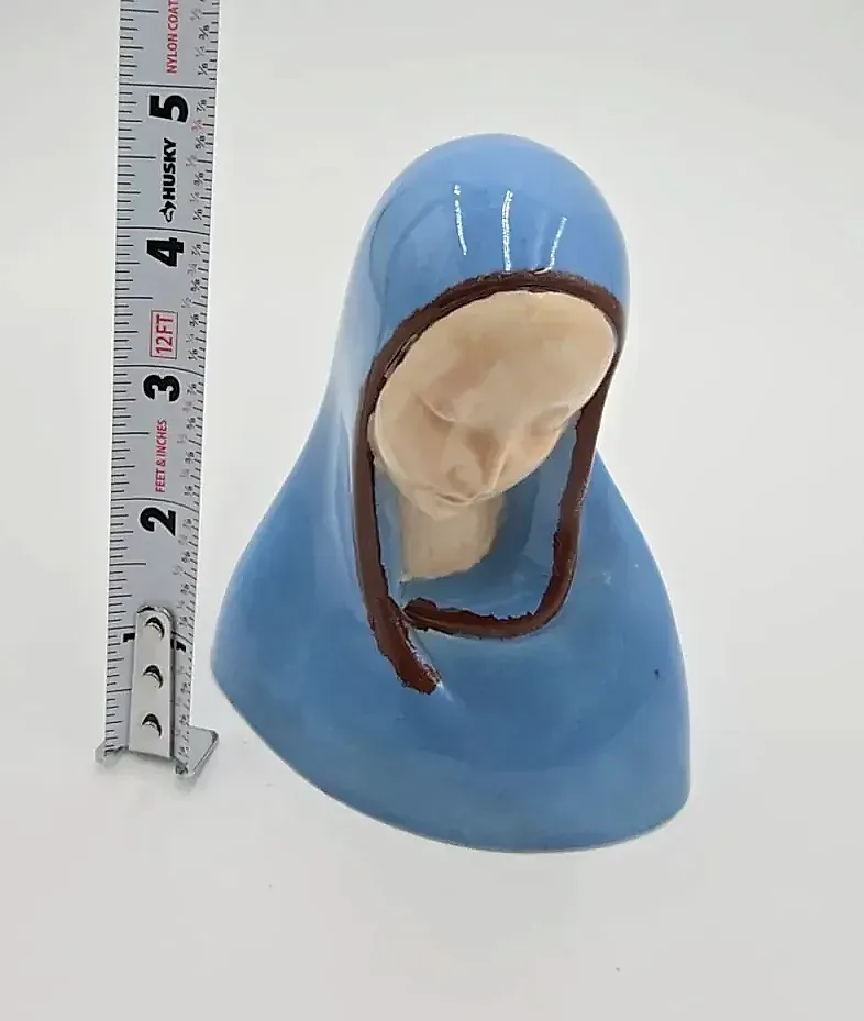Vintage Holland Mold Madonna Bust Blue Ceramic Virgin Mary Figurine Hand Painted