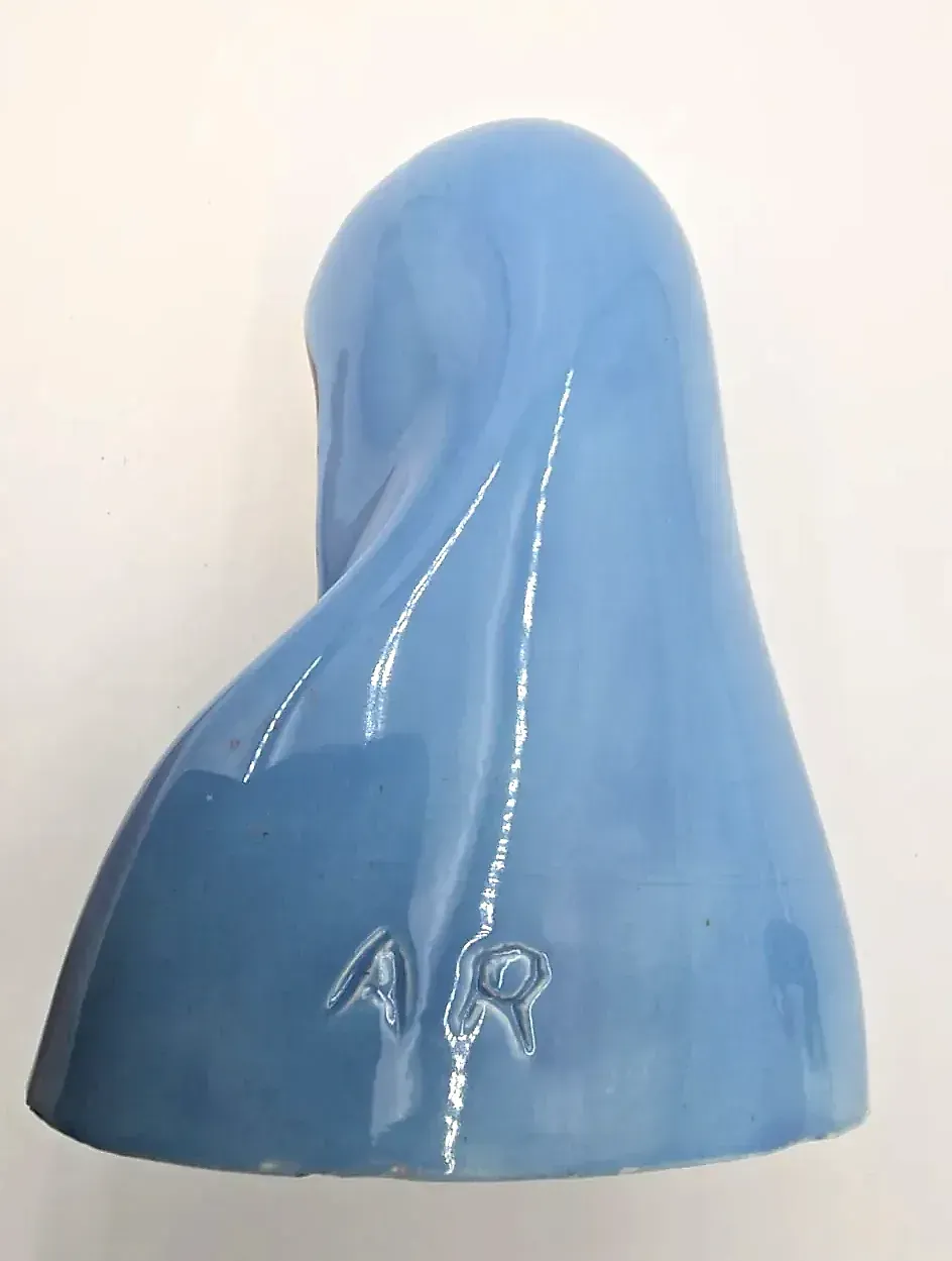 Vintage Holland Mold Madonna Bust Blue Ceramic Virgin Mary Figurine Hand Painted