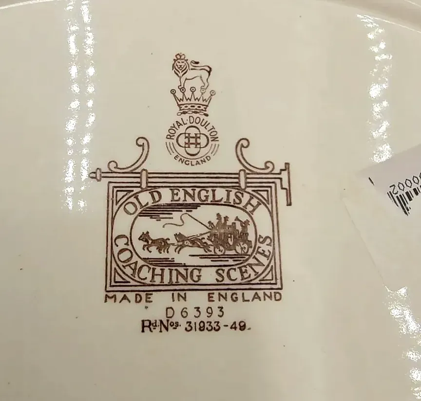 Vintage Royal Doulton Old English Coaching Scenes Oval Serving Platter D6393 — detail