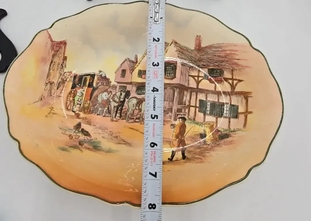 Vintage Royal Doulton Old English Coaching Scenes Oval Serving Platter D6393 — maker's mark