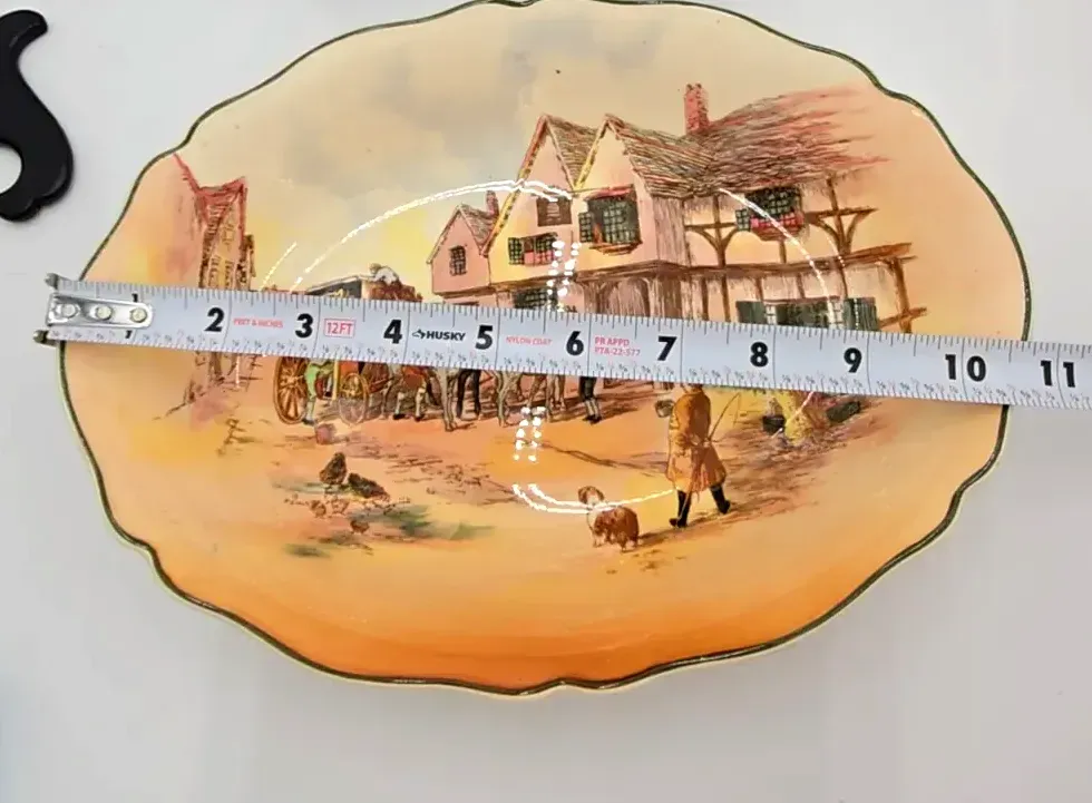 Vintage Royal Doulton Old English Coaching Scenes Oval Serving Platter D6393 — underside