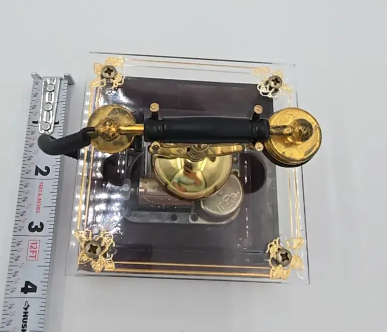 Vintage 1970s Lucite & Brass Telephone Music Box