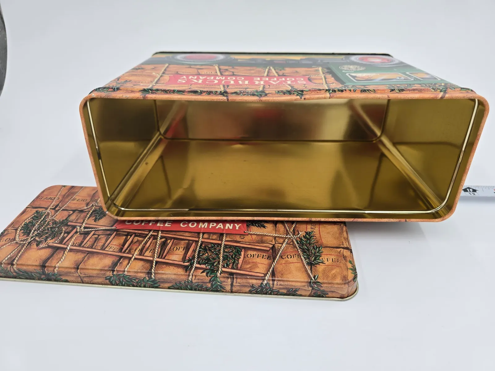 Starbucks Coffee Company Silver Crane England Metal Storage Tin Vintage Truck Coffee Canister