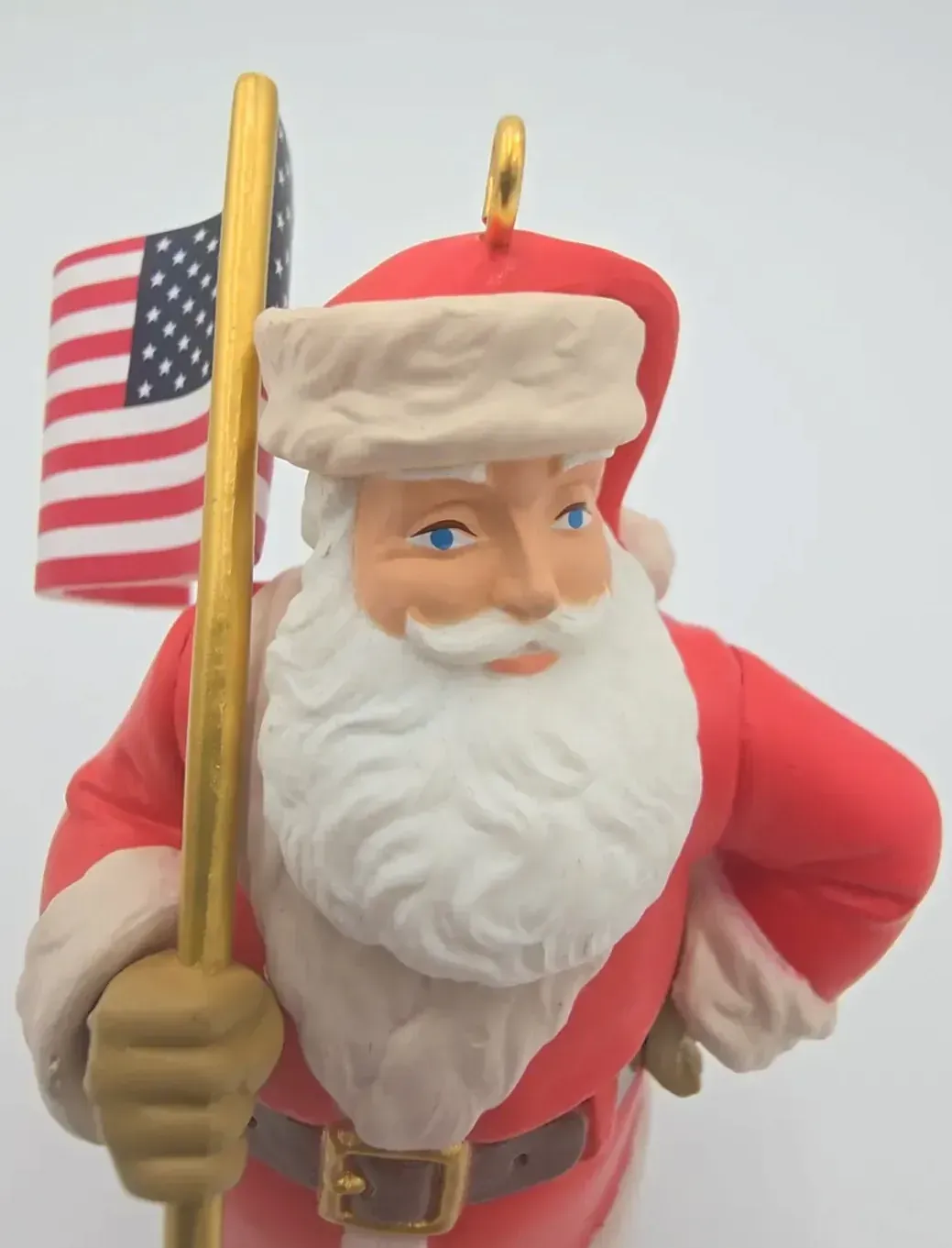 2018 Hallmark Keepsake Saluting Old Glory Santa American Flag Ornament QGO2146 Box"