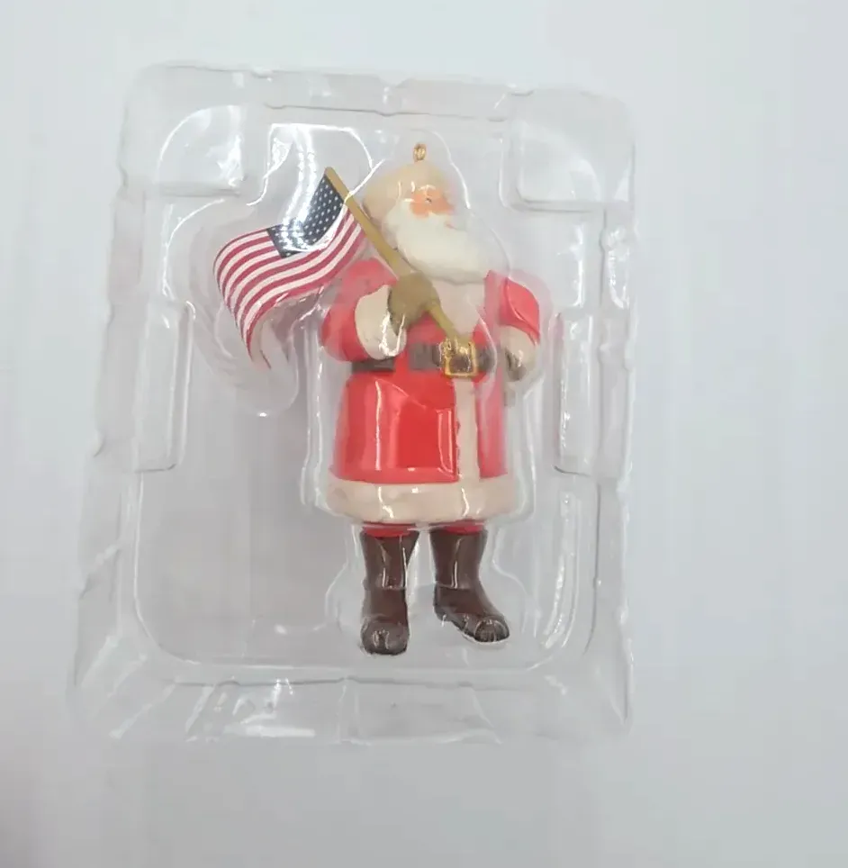 2018 Hallmark Keepsake Saluting Old Glory Santa American Flag Ornament QGO2146 Box"