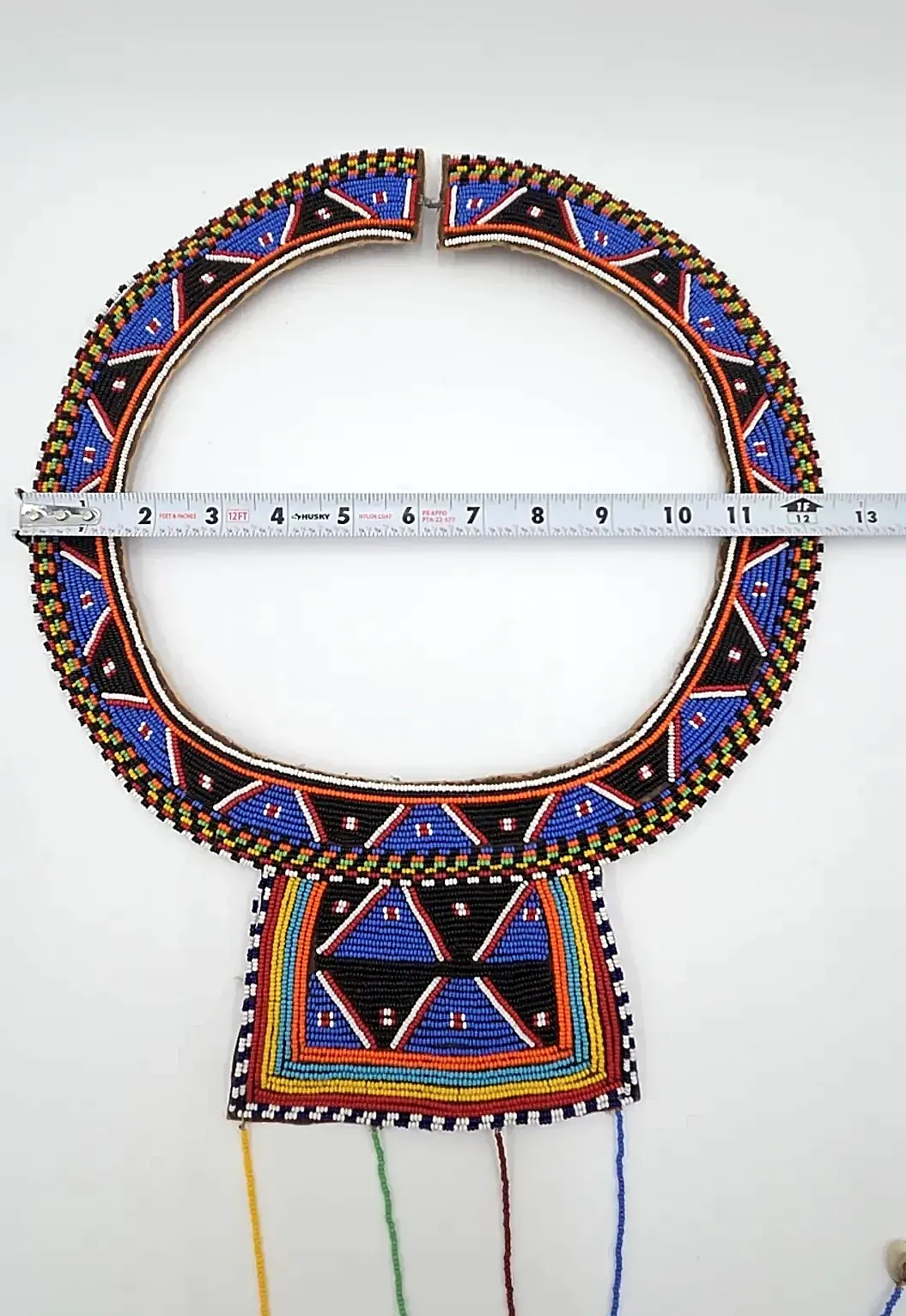 Vintage Maasai Style Beaded Wedding Collar Necklace Kenya/Tanzania Cowrie Shells Leather