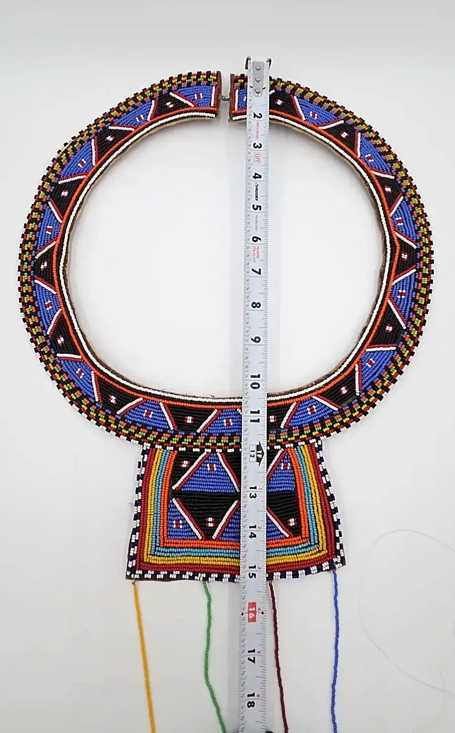 Vintage Maasai Style Beaded Wedding Collar Necklace Kenya/Tanzania Cowrie Shells Leather