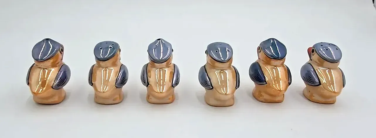 Vintage Japan Kookaburra Bird Lusterware Salt Pepper Shakers 6pc Boxed Set 643/2 — underside