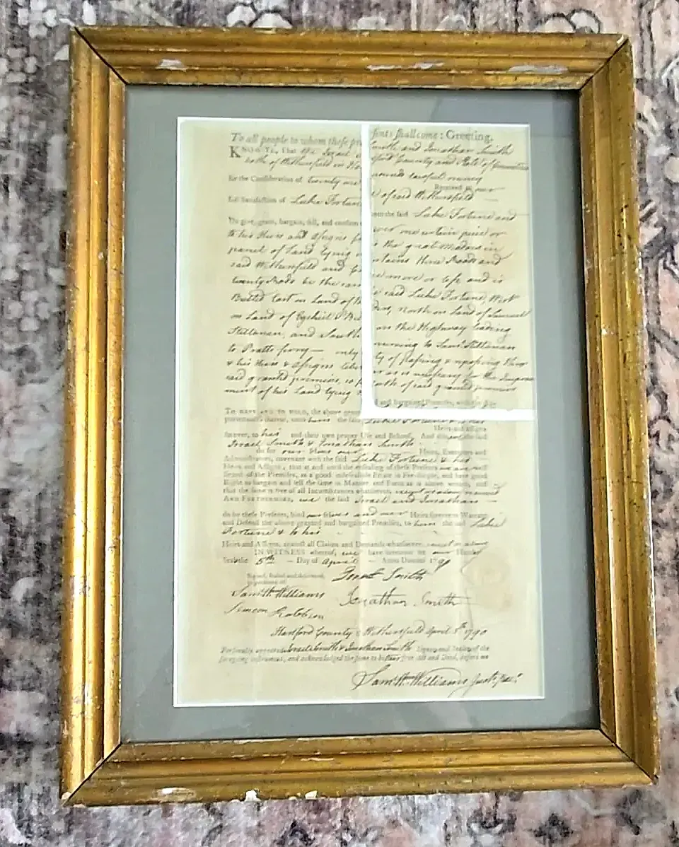 1790 CT Land Deed Wethersfield Great Meadow Capt Luke Fortune Federal Era Signed