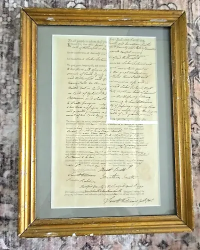 1790 CT Land Deed Wethersfield Great Meadow Capt Luke Fortune Federal Era Signed