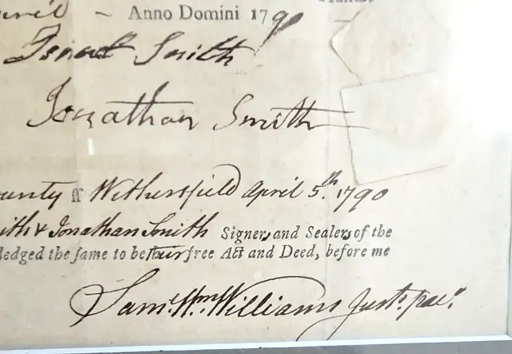 Original 1790 Connecticut Land Deed – Wethersfield, Hartford County – Luke Fortune – Pratt Ferry – Framed