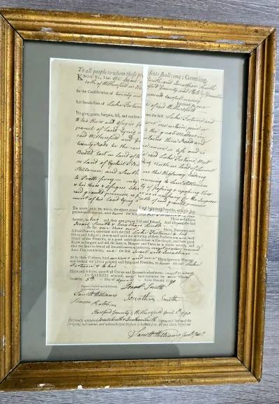 Original 1790 Connecticut Land Deed – Wethersfield, Hartford County – Luke Fortune – Pratt Ferry – Framed