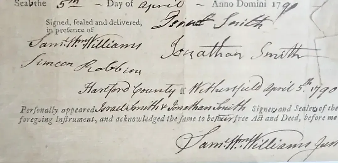 Original 1790 Connecticut Land Deed – Wethersfield, Hartford County – Luke Fortune – Pratt Ferry – Framed