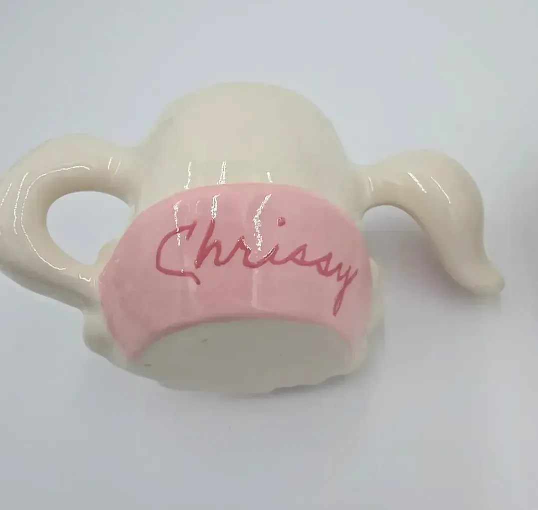 Vintage Personalized Bunny Rabbit Mugs Pair Chrisy & Bobby Easter Ceramic Cups