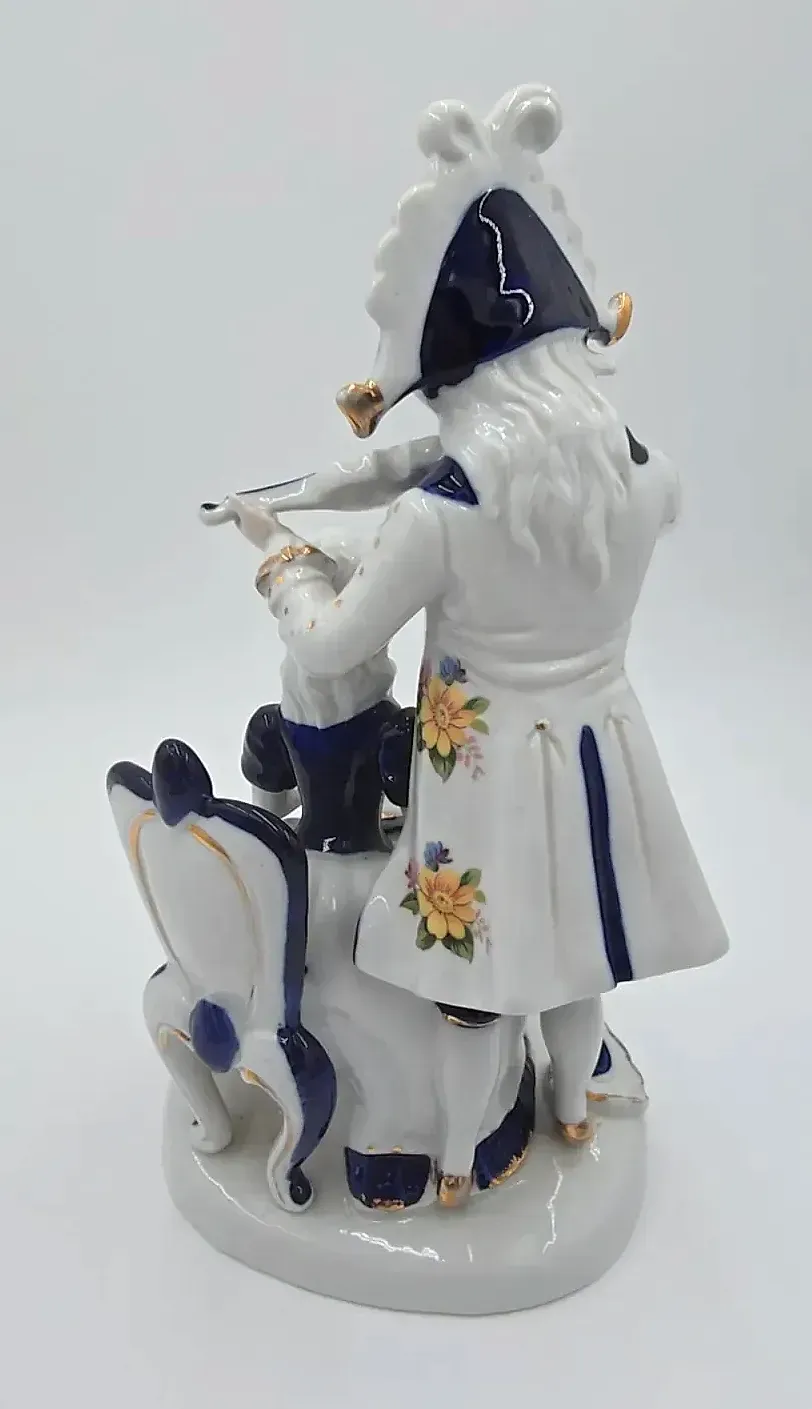 Vintage Porcelain Victorian Couple Figurine Violin Serenade Floral Gold Trim