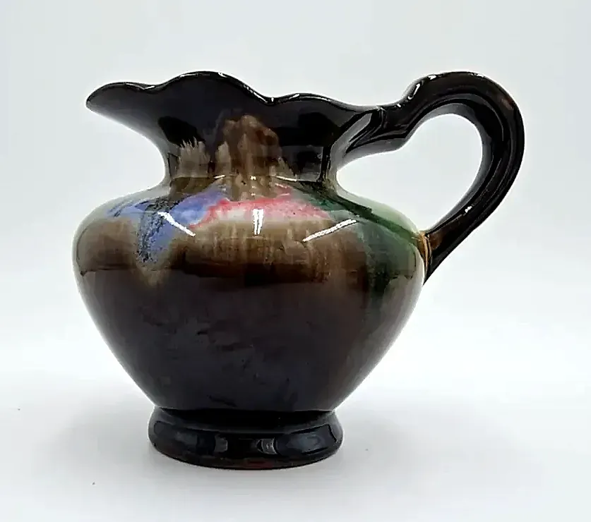Vintage Brinns Pittsburgh Drip Glaze Mini Pitcher and Bowl Set Psychedelic Japan — maker's mark