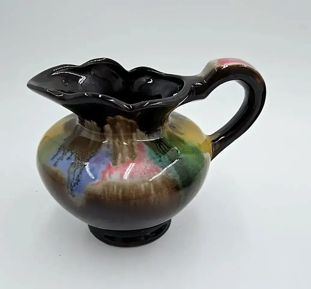 Vintage Brinns Pittsburgh Drip Glaze Mini Pitcher and Bowl Set Psychedelic Japan — underside