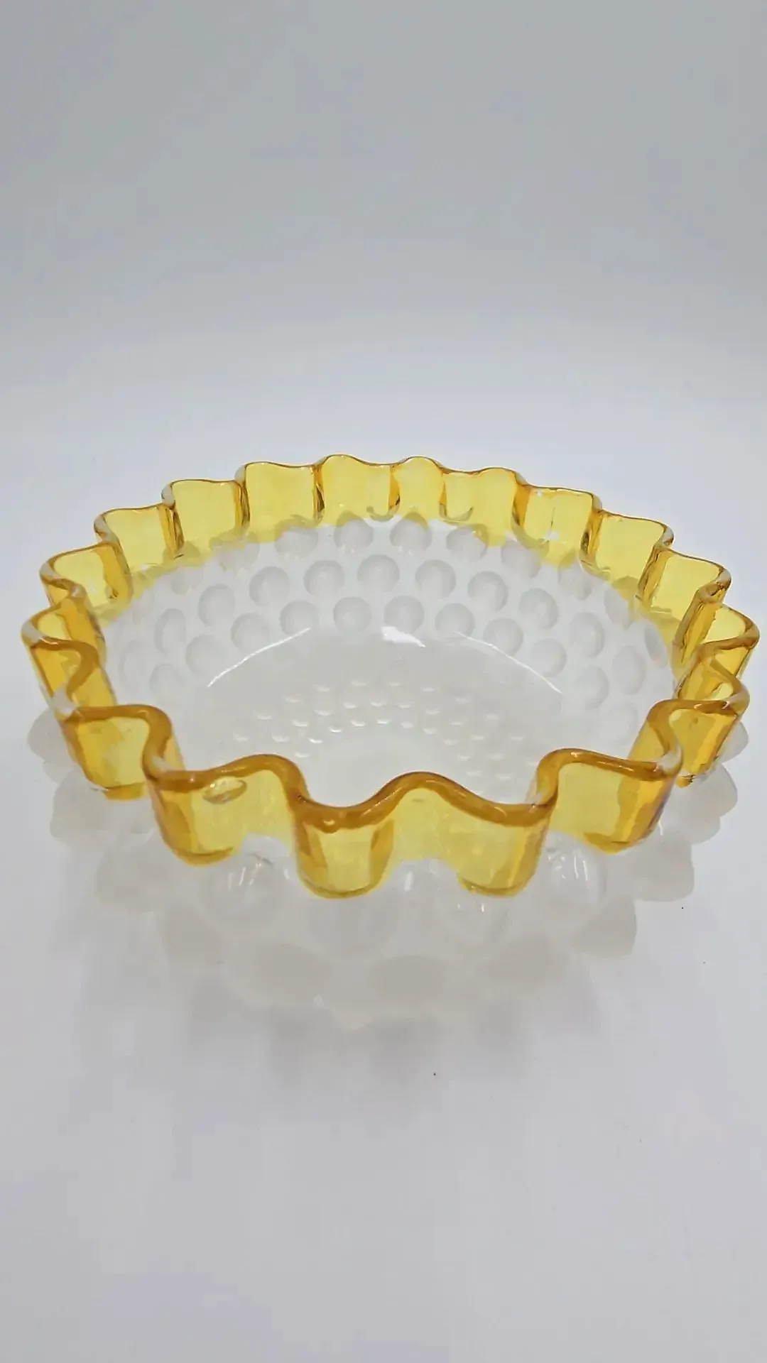 Antique c1886 Hobbs Brockunier Frances Ware Dew Drop Covered Butter Dish — underside