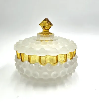 Antique c1886 Hobbs Brockunier Frances Ware Dew Drop Covered Butter Dish