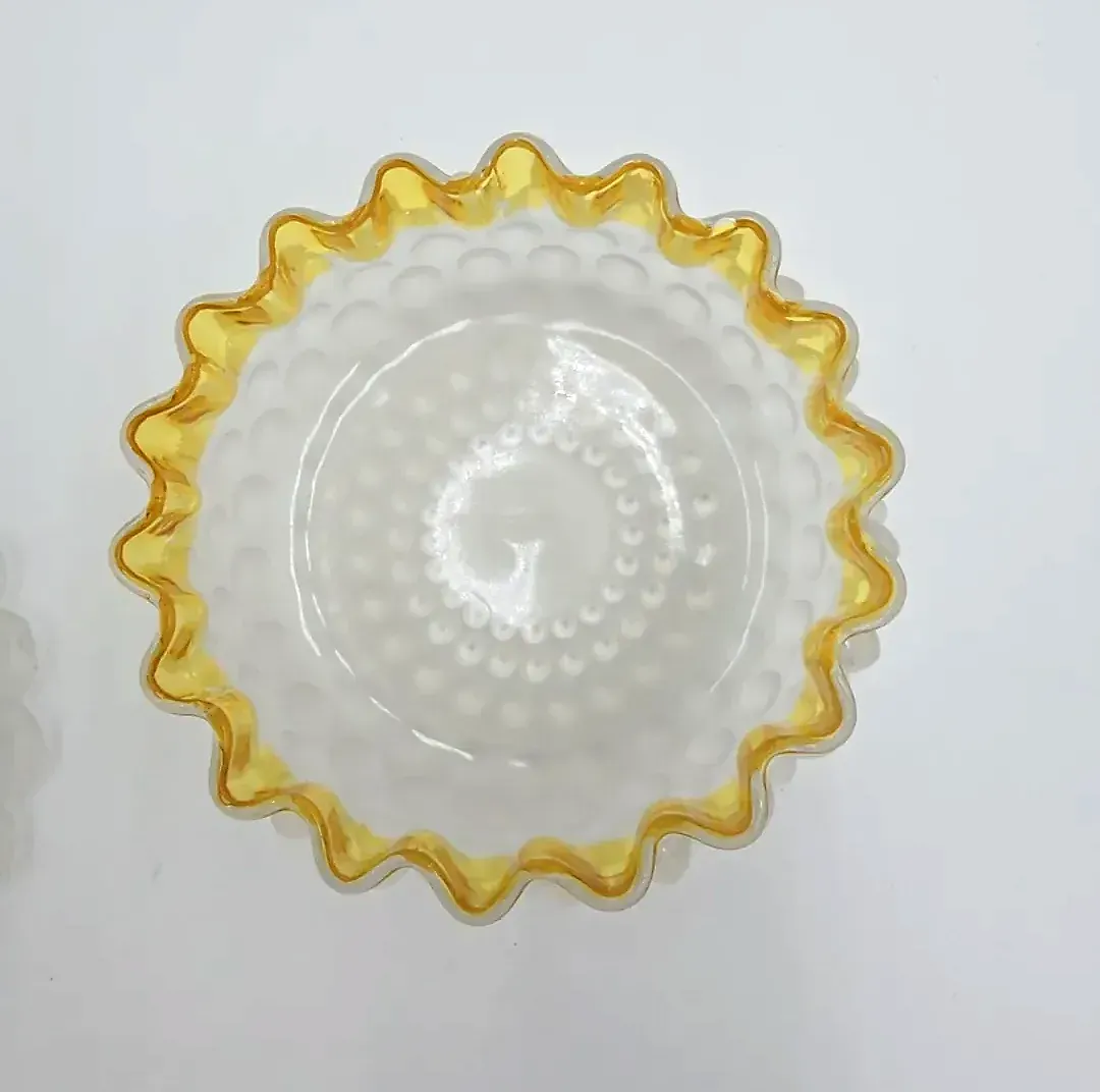 Antique c1886 Hobbs Brockunier Frances Ware Dew Drop Covered Butter Dish — maker's mark