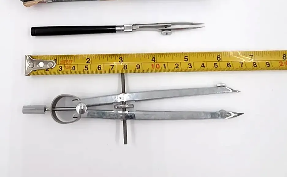 Vintage KE Drafting Tools Jupiter Bow Compass Mark I Ruling Pen Germany Boxed — detail