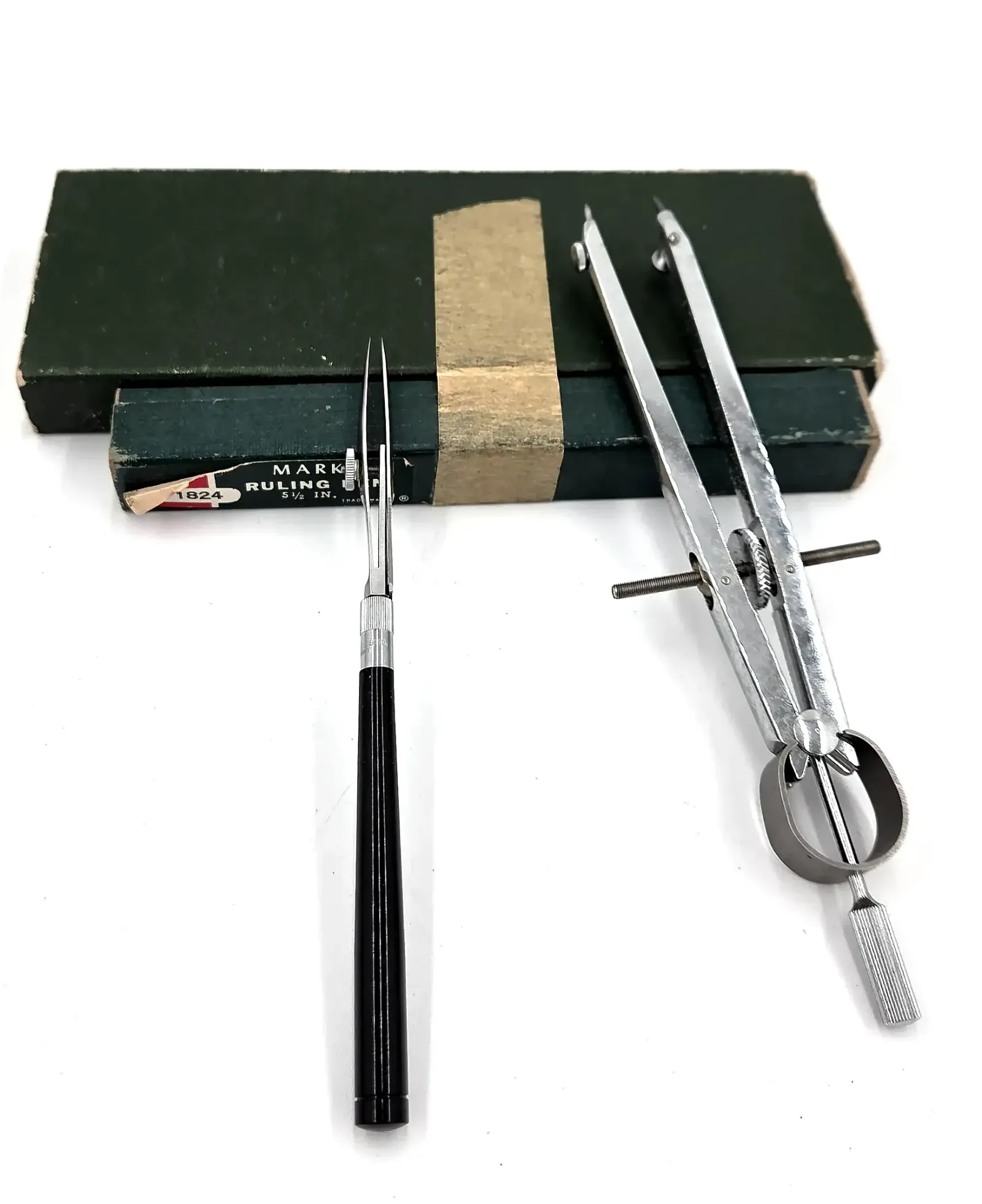 Vintage KE Drafting Tools Jupiter Bow Compass Mark I Ruling Pen Germany Boxed