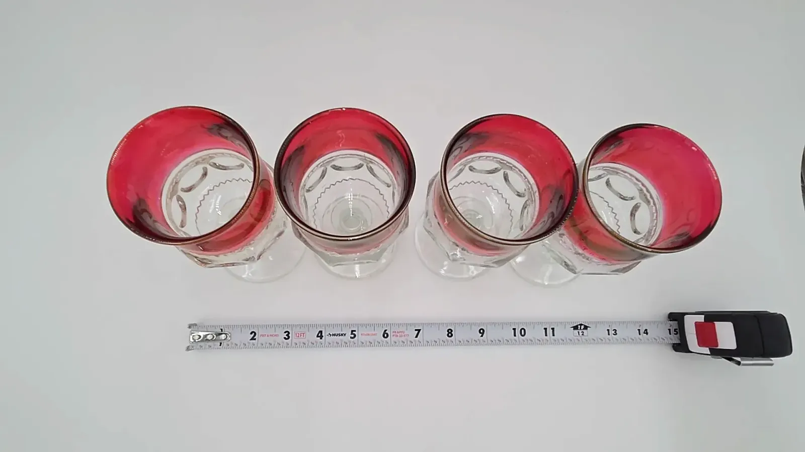 Vintage Ruby Red Thumbprint Goblets Wine Glasses – Set of 4 (16 Available)