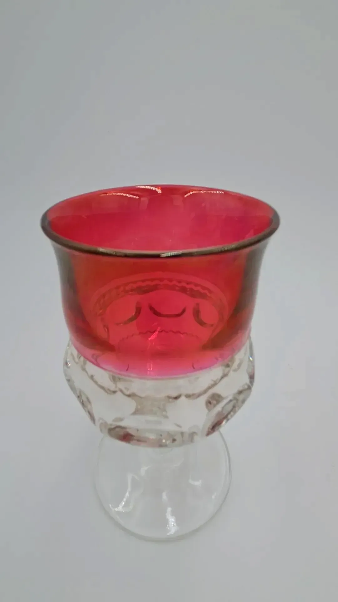 Vintage Ruby Red Thumbprint Goblets Wine Glasses – Set of 4 (16 Available)