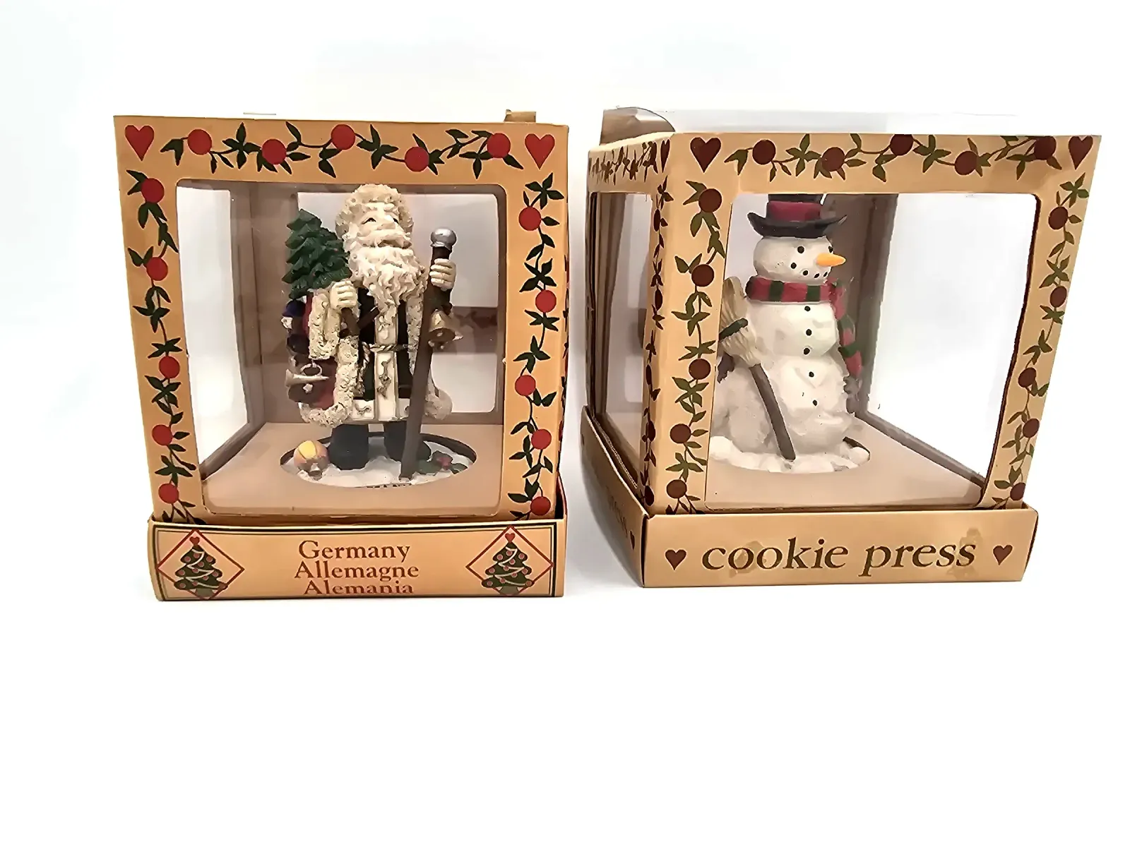 Vintage 1997/1999 Shaker Hearth Cookie Press Lot of 2 Germany Santa & Snowman — side view