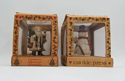 Vintage 1997/1999 Shaker Hearth Cookie Press Lot of 2 Germany Santa & Snowman