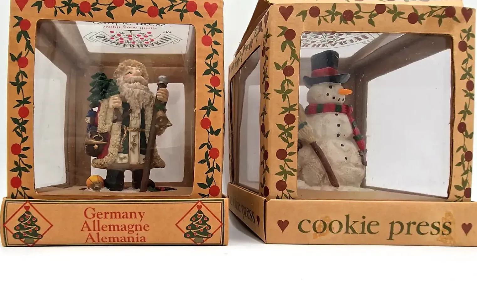 Vintage 1997/1999 Shaker Hearth Cookie Press Lot of 2 Germany Santa & Snowman — maker's mark